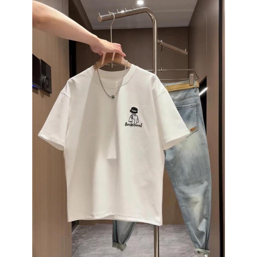 Áo thun HappyTee - Áo nam Boy Phố BOOMGOOD cotton 100 cao cấp 2 màu Đen Trắng 2 mặt