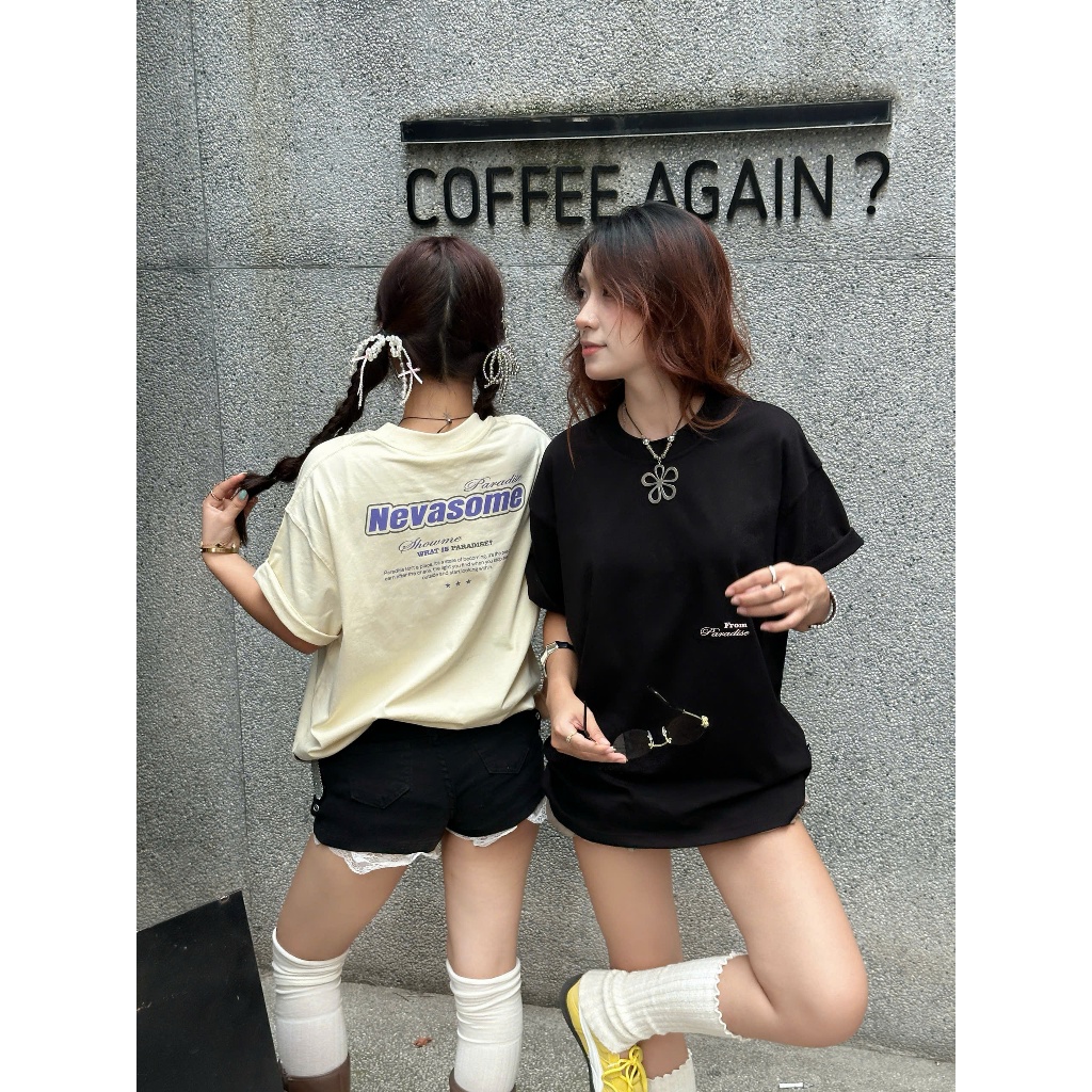 Áo Thun Paradise Boxy Tee Nevasome Cotton 250gsm Local Brand Tay Lỡ Form Boxy Rộng Nam Nữ Menswear Womenswear