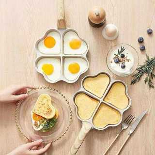 chảo nhà bếp làm bánh rán trứng hình trái tim 4 ngăn,chảo chống dính