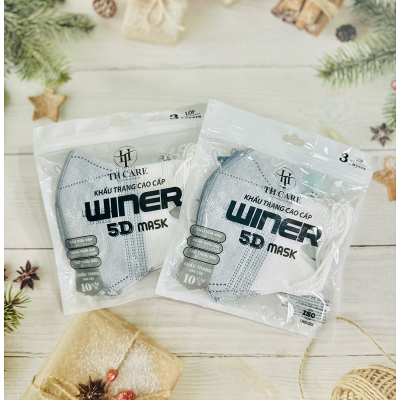 Combo 200 cái Khẩu trang 5d WINER túi Zip Cao Cấp Chính Hãng, Dày Dặn, Chống Tia UV. Mix đủ màu.