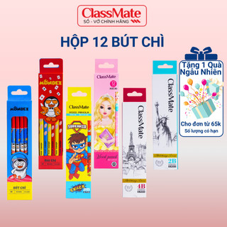 Hộp 12 Bút Chì Định Vị 2B Cho Bé An Toàn Dễ Tẩy Vẽ Tranh Tập Viết, Bút Chì Gỗ Có Tẩy Classmate Viết Nhạy Máy Chấm Thi