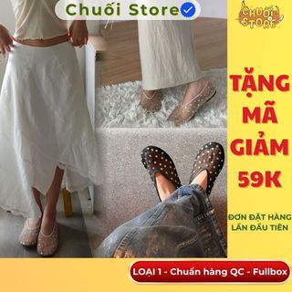 Giày bệt nữ da PU tổng hợp dệt vải đế cao su phong cách cổ điển tiểu thư sang trọng thoải mái
