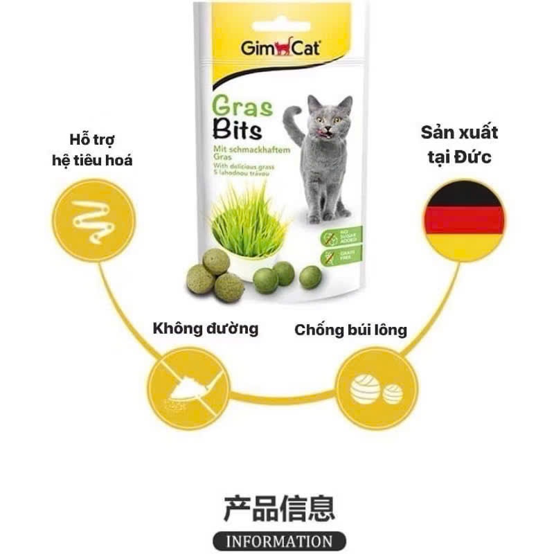 Viên cỏ mèo Gimcat hỗ trợ tiêu hoá bổ sung chất xơ tiêu búi lông cho mèo