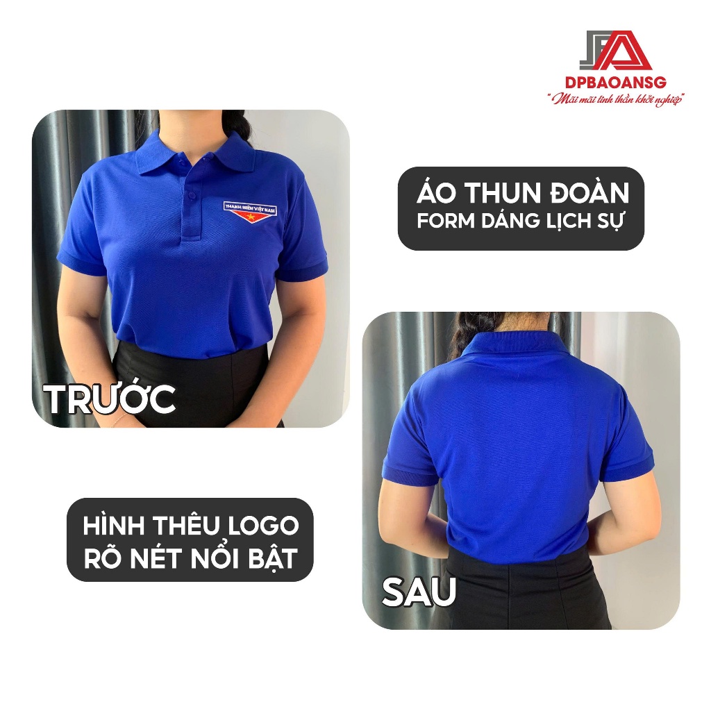 Áo Thun Đoàn Thanh Niên NAM NỮ Logo Thêu - Áo Thun Tình Nguyện Vải Cá Sấu Mè Thoáng Mát