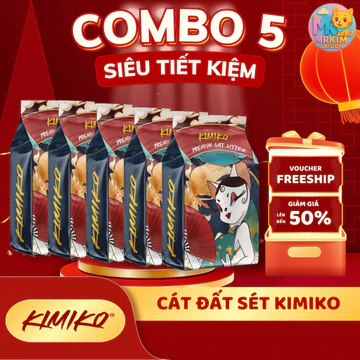 Cát vệ sinh nhà MrKim - TẢI 5 GÓI CÁT ĐẤT SÉT VỆ SINH CHO MÈO 9L - CÁT SIÊU ÍT BỤI, VÓN CỨNG, KHỬ MÙI TỐT