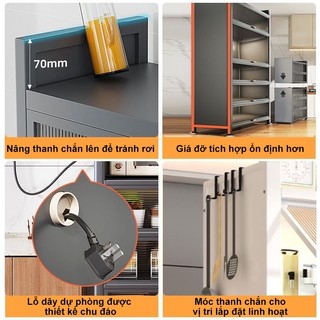 BMZAR Kệ Tủ Bếp Kệ tủ đa năng 5 Tầng có cửa trong suốt chống bụi tiện lợi Tủ đựng chén bát Có bánh xe
