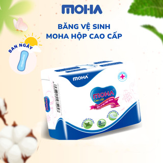 Lốc 8 gói băng vệ sinh MOHA HỘP CAO CẤP có cánh và không cánh kháng khuẩn