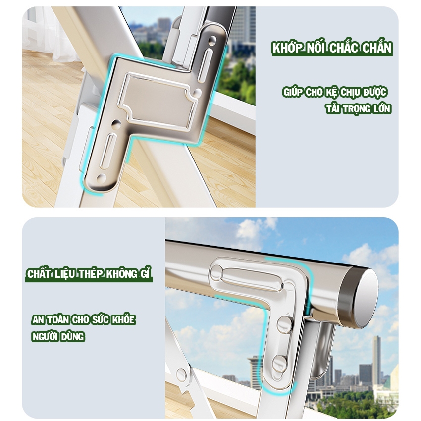 Sào phơi đồ kệ quần áo trong nhà có bánh xe di chuyển tiện lợi