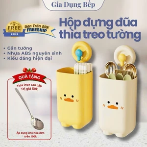Hộp đựng đũa muỗng treo tường nhựa ABS cao cấp, thoáng khí ngăn ẩm mốc, ống đựng đũa treo tường chống bụi tích hợp móc