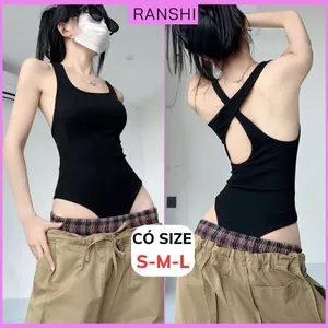 Áo Bodysuit Ba Lỗ Khoét Lưng RANSHI SẴN MÚT NGỰC Ôm Body Sexy Quyến Rũ Chất Thun Gân - RBS047