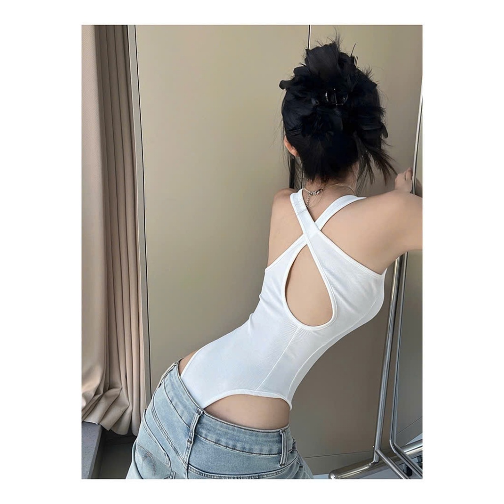 [CÓ SIZE] Áo Bodysuit Ba Lỗ  Khoét Lưng RANSHI SẴN MÚT NGỰC Ôm Body Sexy Quyến Rũ Chất Thun Gân - RBS047