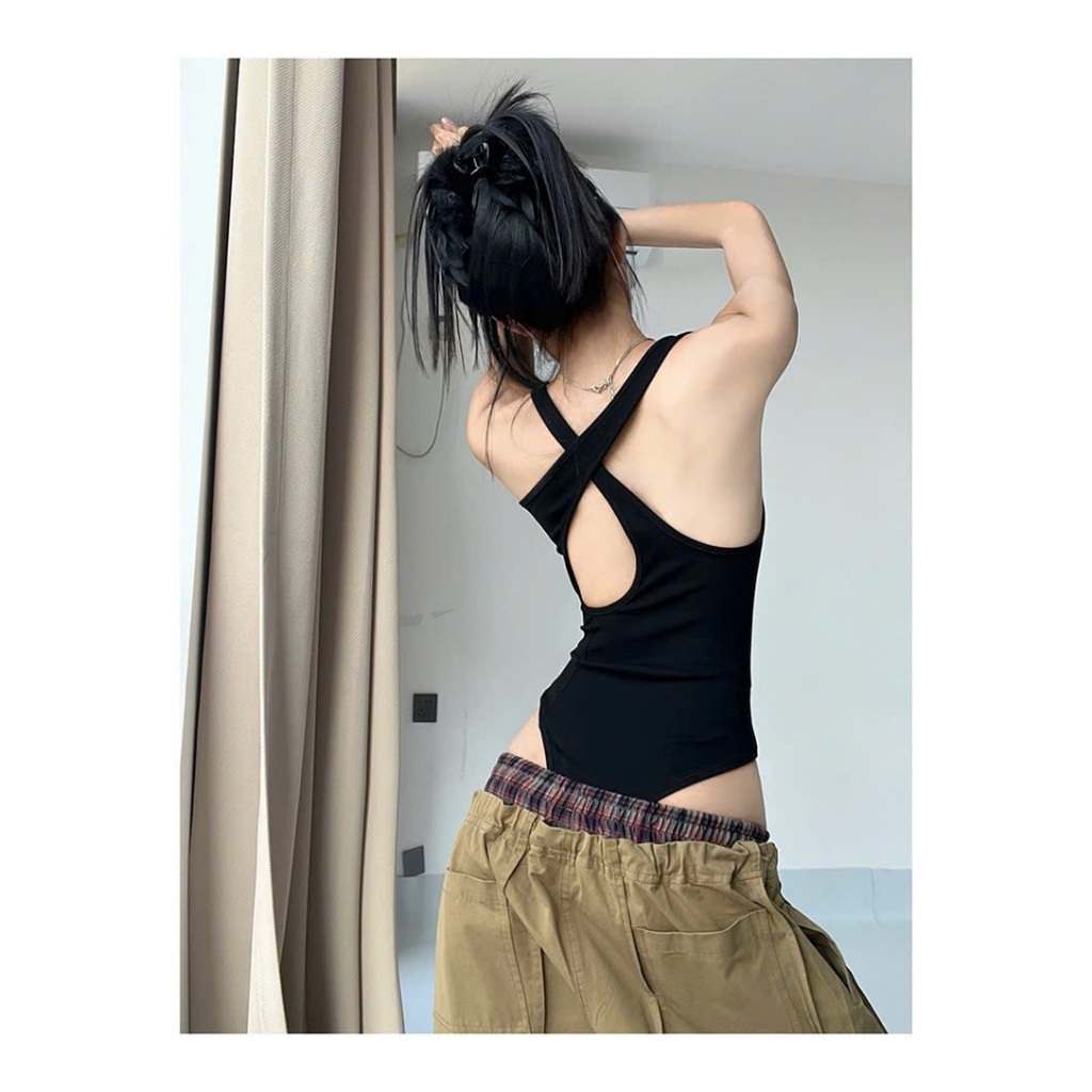 [CÓ SIZE] Áo Bodysuit Ba Lỗ  Khoét Lưng RANSHI SẴN MÚT NGỰC Ôm Body Sexy Quyến Rũ Chất Thun Gân - RBS047