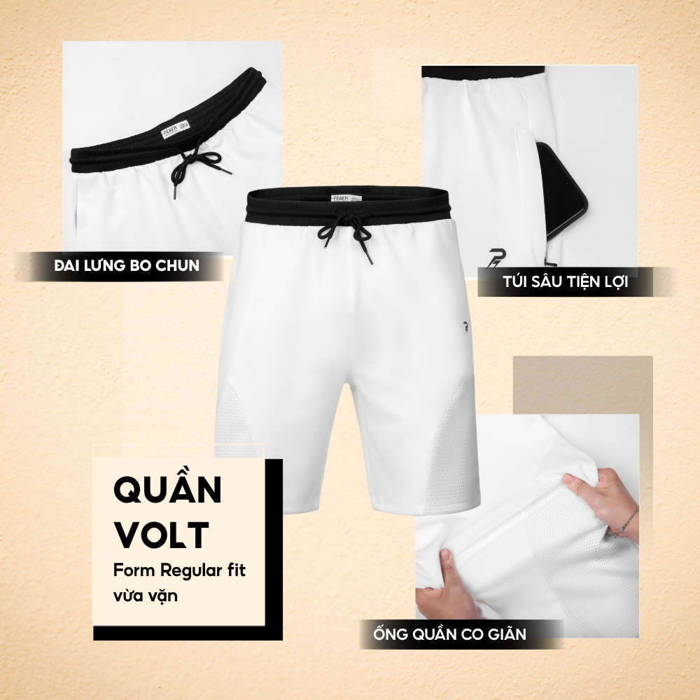 [RUNKEE COLLECTION] Quần short nam thể thao VOLT, form Regular vừa vặn, chất vải Polyspun mềm mại, co giãn - FEAER