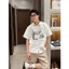 Áo Sơ Mi Cộc Tay Họa Tiết GODMOTHER Áo Sơ Mi Kẻ Sọc Phong Cách Retro Kiểu Dáng Cổ Điển Trẻ Trung