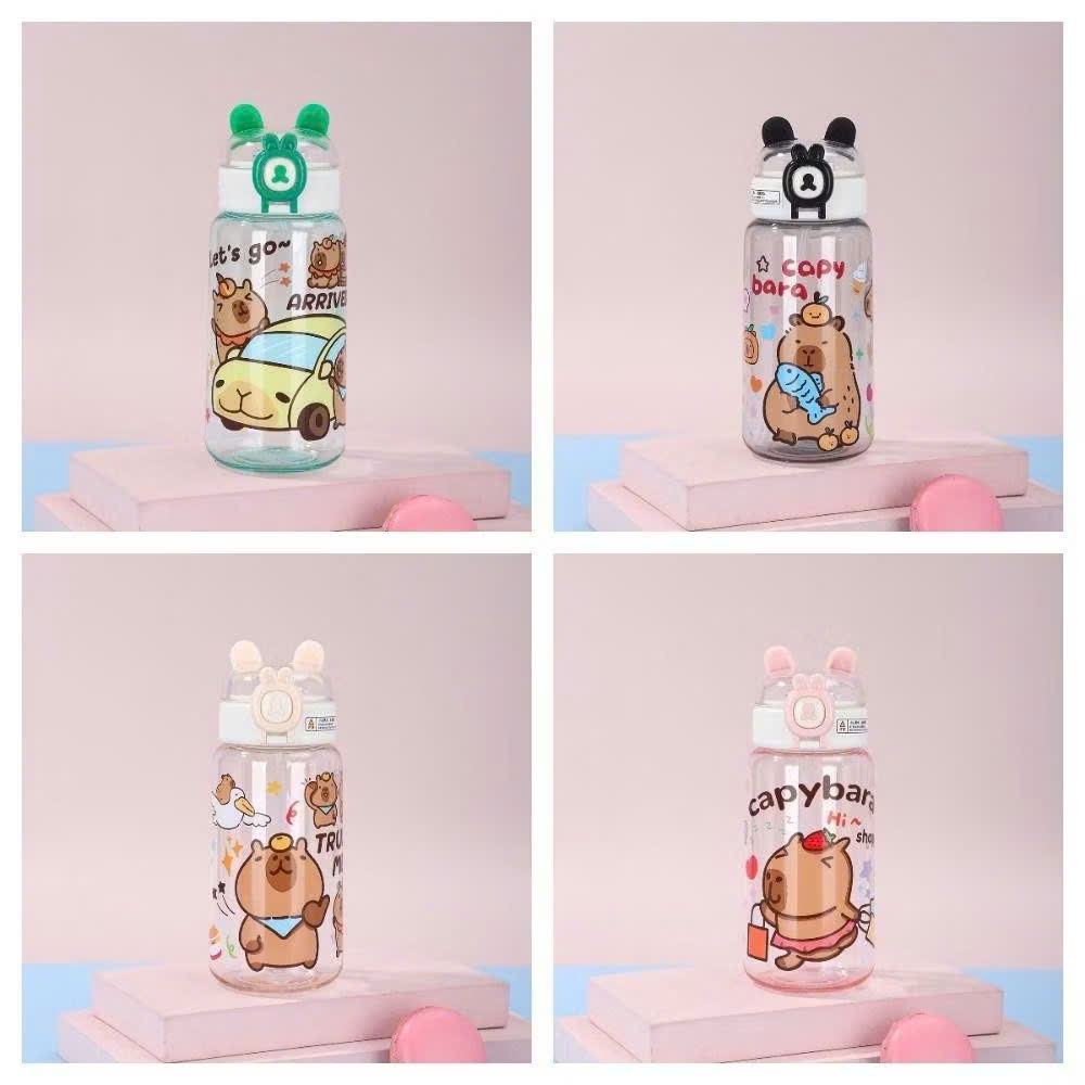 Bình nước Capybara dễ thương 500ml mẫu mới chất liệu an toàn khi sử dụng Bahu_Baby
