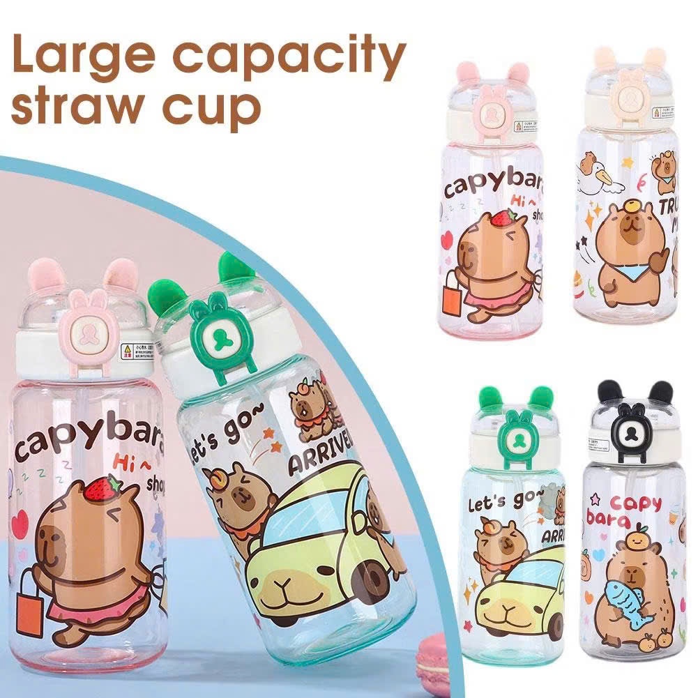 Bình nước Capybara dễ thương 500ml mẫu mới chất liệu an toàn khi sử dụng Bahu_Baby