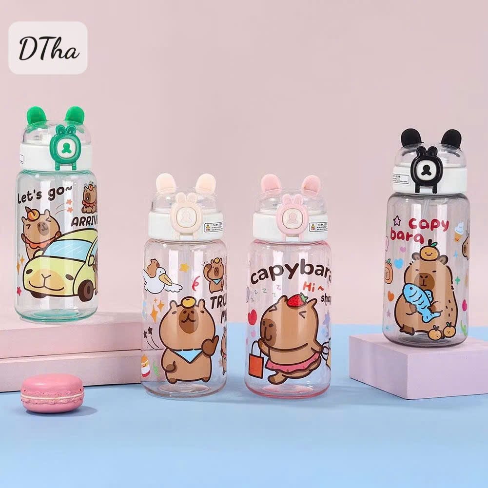 Bình nước Capybara dễ thương 500ml mẫu mới chất liệu an toàn khi sử dụng Bahu_Baby