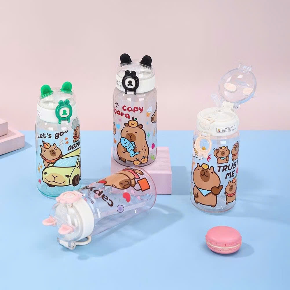 Bình nước Capybara dễ thương 500ml mẫu mới chất liệu an toàn khi sử dụng Bahu_Baby