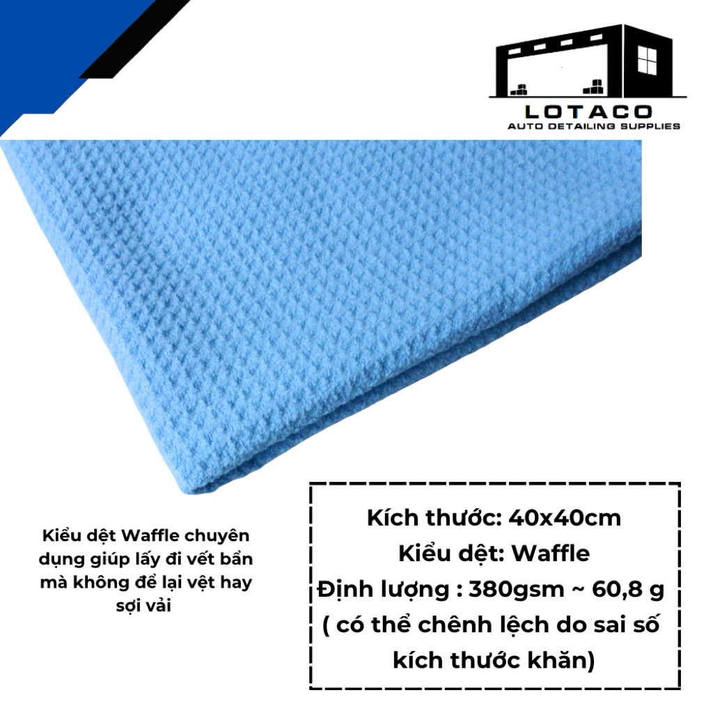 Khăn lau kính ô tô WAFFLE dòng cao cấp không để lại vệt LOTACO 40 x 40 cm không xướt kính | BigBuy360 - bigbuy360.vn