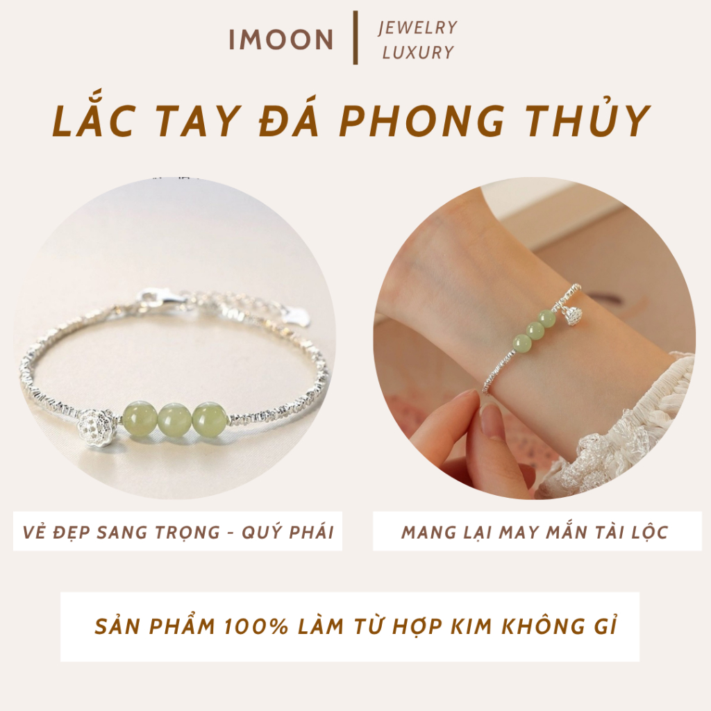 [ HỢP KIM BẠC] Lắc tay Lucky Stone Silver Bracelet - LẮC TAY NỮ NGỌC BÍCH MAY MẮN - IMOON049