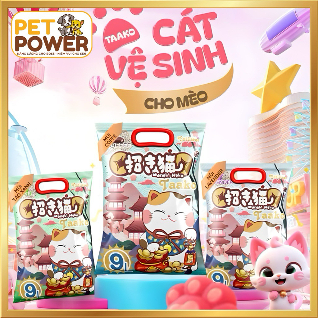Cát Vệ Sinh MANEKI TAAKO Cho Mèo - Túi 9L