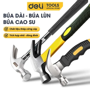 Búa Lùn Thép Nguyên Khối Deli Chính Hãng Đa Năng - Đóng Nhổ Đinh - Nhỏ Gọn, Tay Cầm Bọc Cao Su