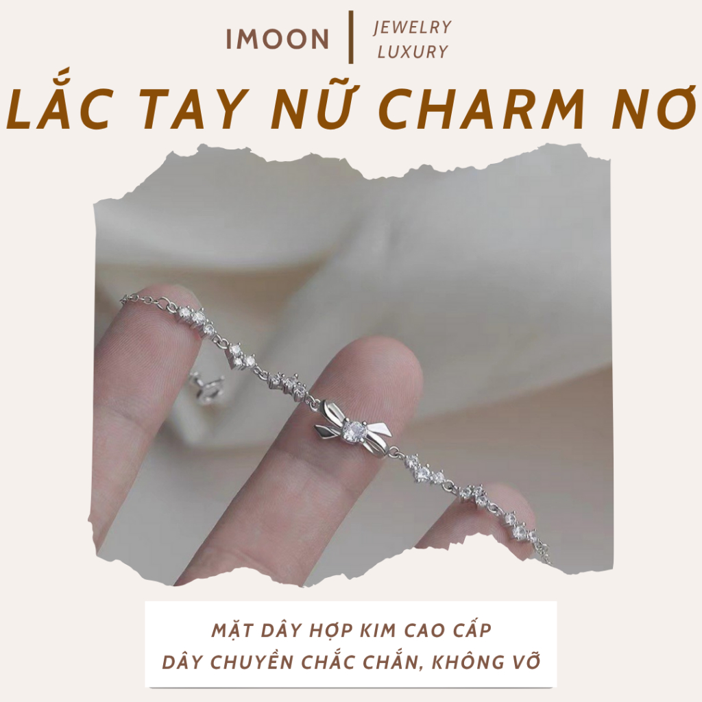 [ BẠC S925 ] Lắc tay nơ đính đá cá tính trang sức nữ cao cấp ý 925 - IMOON016