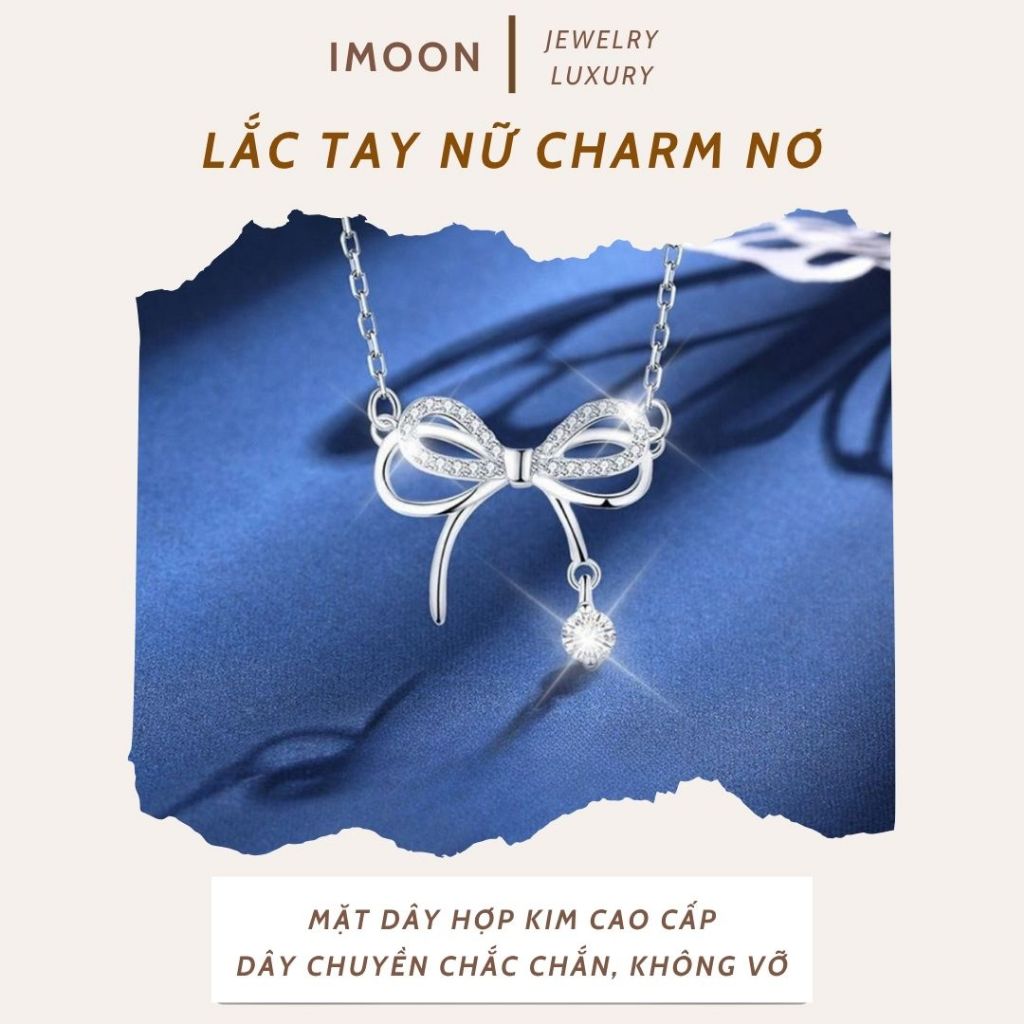 [ HỢP KIM BẠC ] LẮC TAY NƠ bạc S925 TREO HẠT ĐÁ - PHONG CÁCH NHẸ NHÀNG, QUYẾN RŨ - IMOON005
