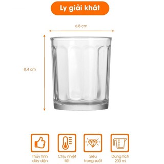 (Thanh Lý Giá Sốc) Cốc Thủy Tinh đựng nước 200ml dùng để uống nước, trà đá, cafe