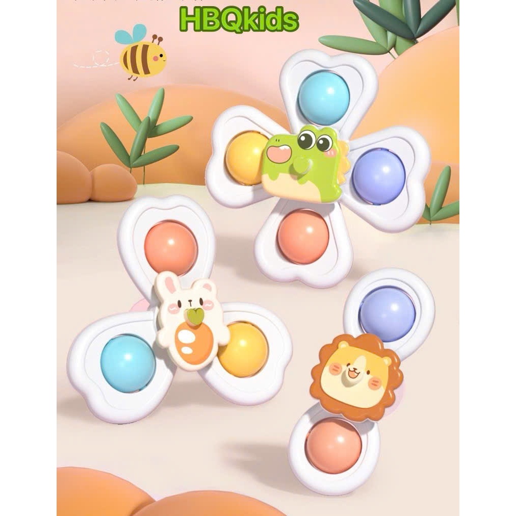 Set đồ chơi 3 con quay spinner, chong chóng dính tường, âm thanh vui nhộn