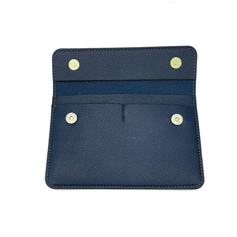 (Hỗ Trợ Dập Logo Hãng) Ví Da Đựng Giấy Tờ Đăng Kiểm Xe Ô Tô Mẫu 01 - Xanh Navy VDK-PU01-NN