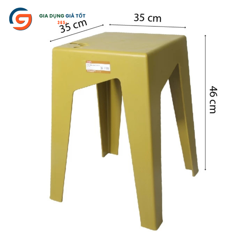 Ghế đẩu nhựa vuông cao cấp Lucky - ghế ngồi nhựa chắc chắn, chịu lực tốt dùng trong nhà ngoài trời
