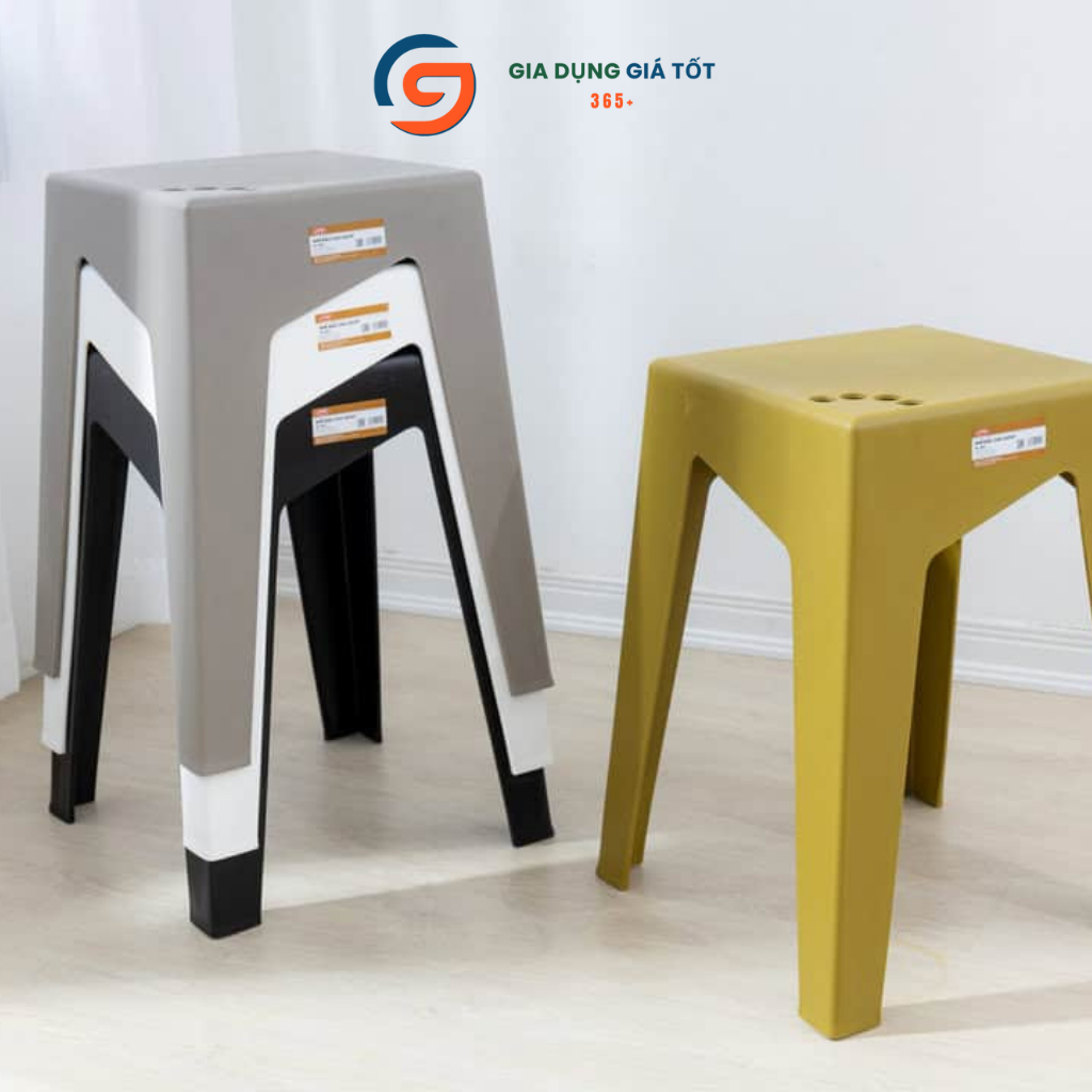 Ghế đẩu nhựa vuông cao cấp Lucky - ghế ngồi nhựa chắc chắn, chịu lực tốt dùng trong nhà ngoài trời
