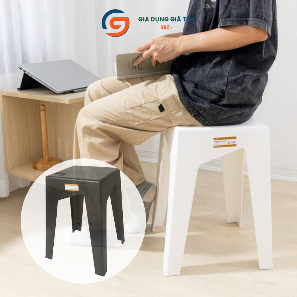 Ghế đẩu nhựa vuông cao cấp Lucky - ghế ngồi nhựa chắc chắn, chịu lực tốt dùng trong nhà ngoài trời