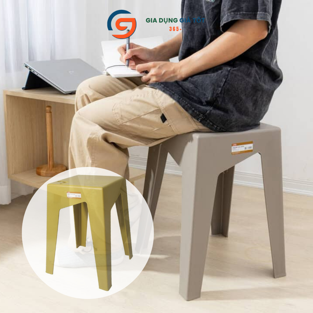 Ghế đẩu nhựa vuông cao cấp Lucky - ghế ngồi nhựa chắc chắn, chịu lực tốt dùng trong nhà ngoài trời