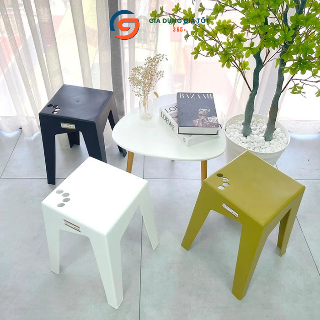 Ghế đẩu nhựa vuông cao cấp Lucky - ghế ngồi nhựa chắc chắn, chịu lực tốt dùng trong nhà ngoài trời