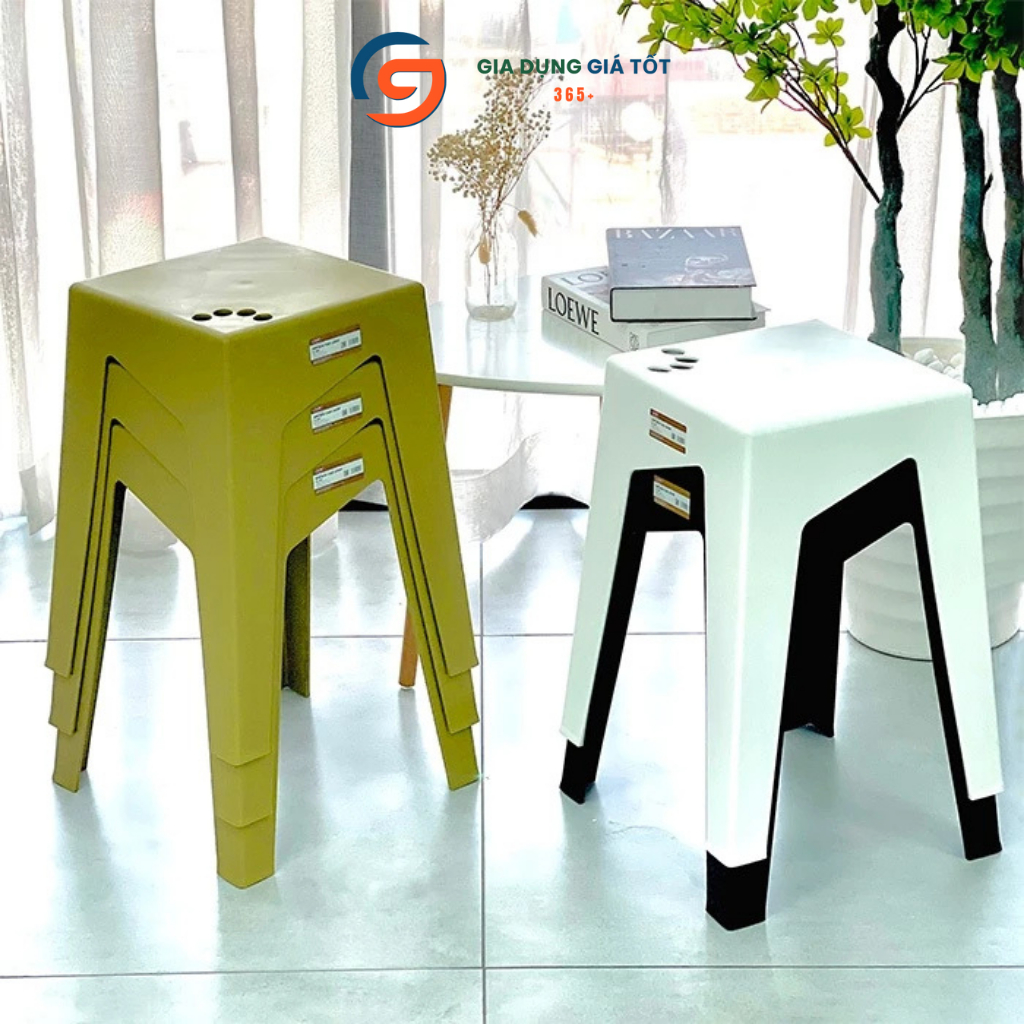 Ghế đẩu nhựa vuông cao cấp Lucky - ghế ngồi nhựa chắc chắn, chịu lực tốt dùng trong nhà ngoài trời