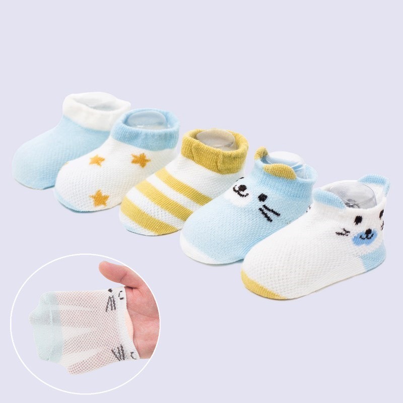 Set 5 đôi tất lưới KID'S SOCKS cổ thấp chất cotton mềm mại co giãn