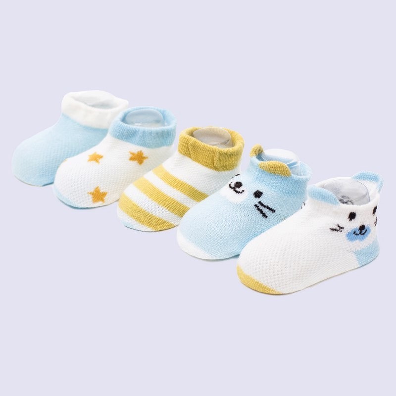 Set 5 đôi tất lưới KID'S SOCKS cổ thấp chất cotton mềm mại co giãn