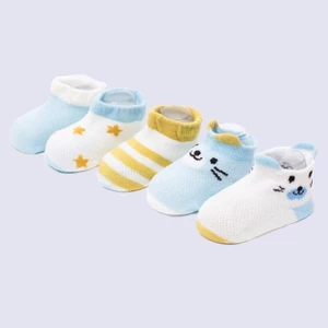 Set 5 đôi tất lưới KID'S SOCKS cổ thấp chất cotton mềm mại co giãn