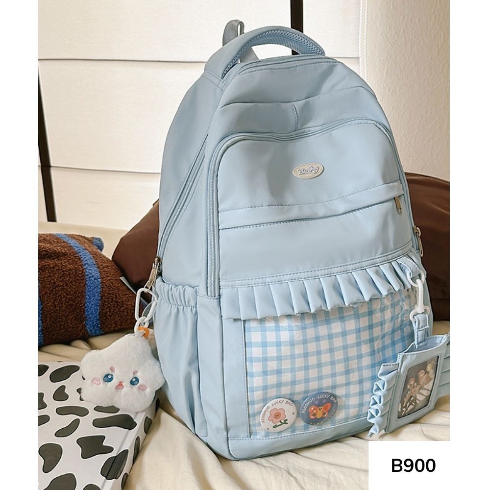 Balo đi học nữ caro trong suốt nhiều ngăn thời trang ulzzang cho học sinh , sinh viên B900 gagastore