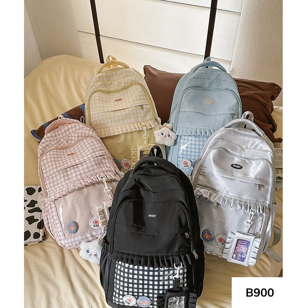 Balo đi học nữ caro trong suốt nhiều ngăn thời trang ulzzang cho học sinh , sinh viên B900 gagastore