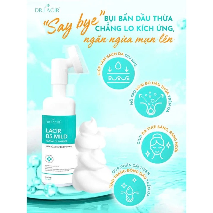 Sữa Rửa Mặt DR.LACIR Da Sạch Mịn, Không Khô Căng, Cho Da Nhạy Cảm (150ml)
