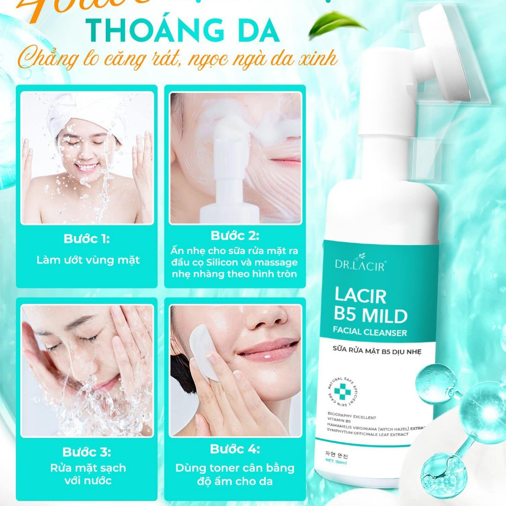 Sữa Rửa Mặt DR.LACIR Da Sạch Mịn, Không Khô Căng, Cho Da Nhạy Cảm (150ml)