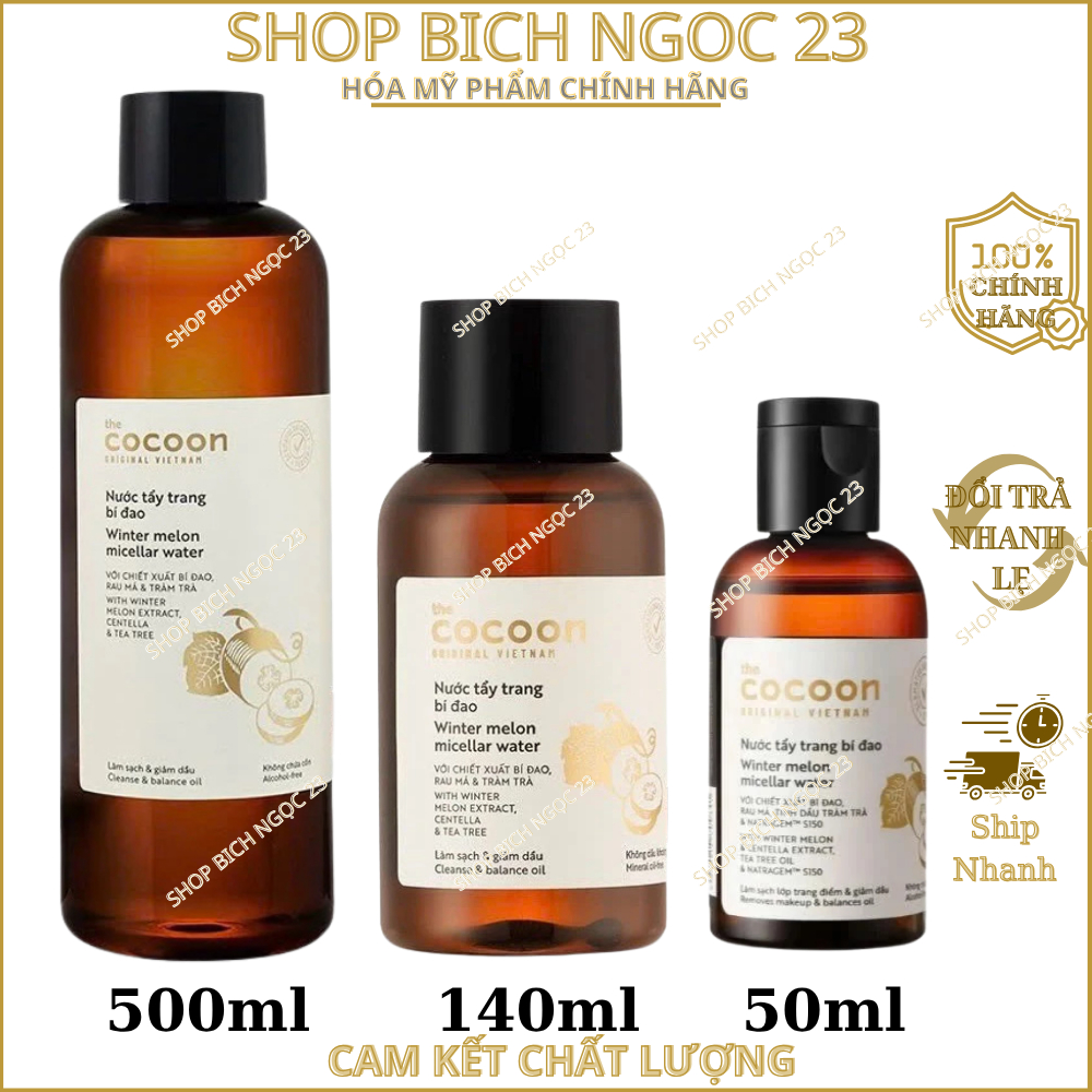 Nước Tẩy Trang Cocoon Bí Đao 50ml, 140ml, 500ml Dành Cho Da Dầu Da Mụn