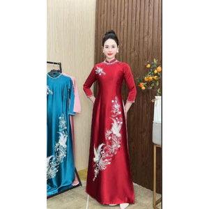 Áo dài mẹ sui lụa Ruby cao cấp thêu Uyên Ương sang trọng MC08