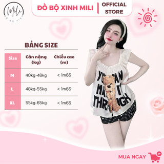 Đồ Bộ Ngủ Nữ, Đồ Mặc Nhà Lụa Latin Cao Cấp MiLi – Áo 2 Dây Tay Cánh Tiên, Quần Đùi Có Túi, Dễ Thương Xinh Xắn