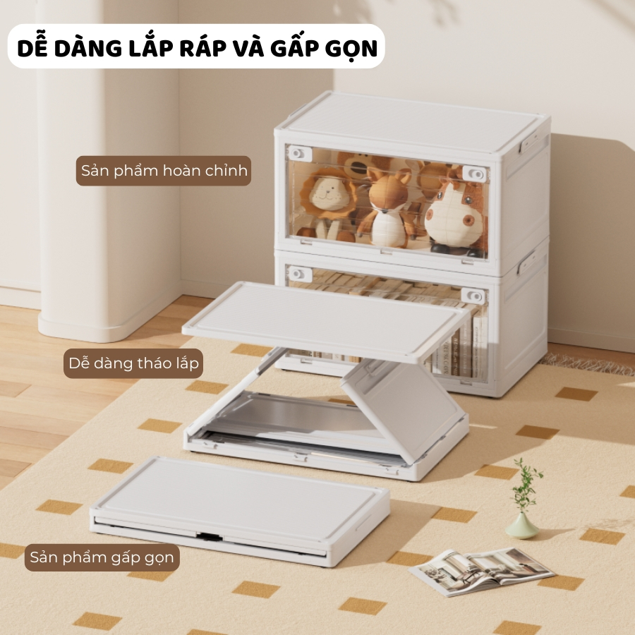 Hộp Đựng Đồ Đa Năng Gấp Gọn ENODA HOME, Thùng Đựng Đồ Dùng Kích Thước Lớn Có Bánh Xe Đóng Mở 2 Cách Tiện Lợi Q420