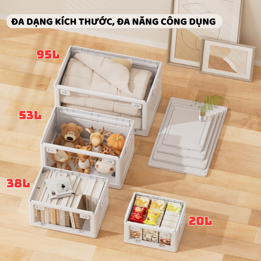 Hộp Đựng Đồ Đa Năng Gấp Gọn ENODA HOME, Thùng Đựng Đồ Dùng Kích Thước Lớn Có Bánh Xe Đóng Mở 2 Cách Tiện Lợi Q420