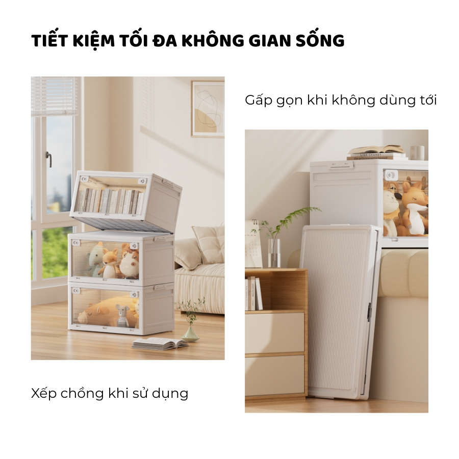 Hộp Đựng Đồ Đa Năng Gấp Gọn ENODA HOME, Thùng Đựng Đồ Dùng Kích Thước Lớn Có Bánh Xe Đóng Mở 2 Cách Tiện Lợi Q420